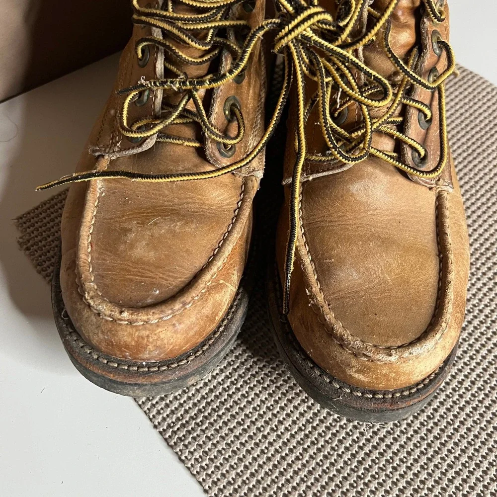 Herman Survivor Boots Mens 7 Leather Moc Toe Oil Resistant Work Boots Vintage